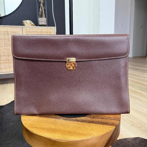 Gucci brown leather document bag/case - Picture 1 of 6